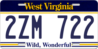 WV license plate 2ZM722