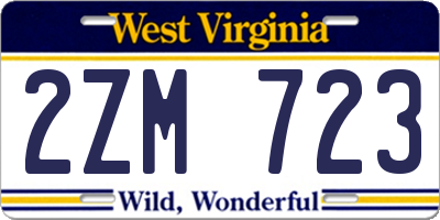 WV license plate 2ZM723