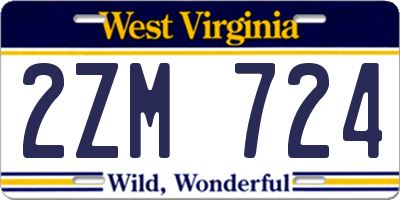 WV license plate 2ZM724