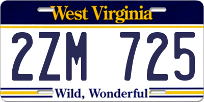 WV license plate 2ZM725