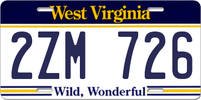 WV license plate 2ZM726
