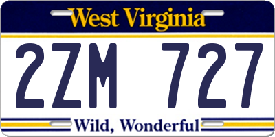 WV license plate 2ZM727