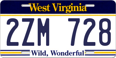 WV license plate 2ZM728