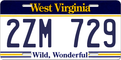 WV license plate 2ZM729