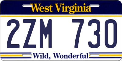 WV license plate 2ZM730