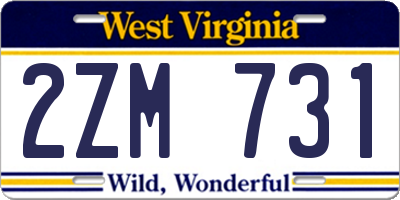 WV license plate 2ZM731