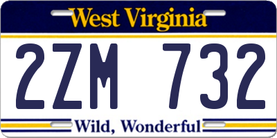 WV license plate 2ZM732