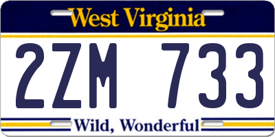 WV license plate 2ZM733