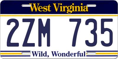 WV license plate 2ZM735