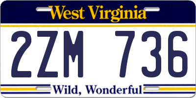WV license plate 2ZM736