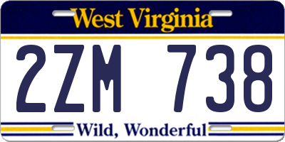 WV license plate 2ZM738
