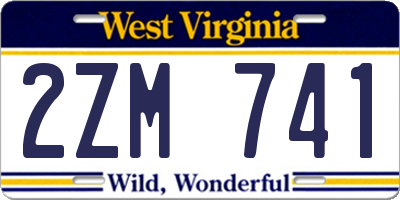 WV license plate 2ZM741