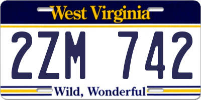 WV license plate 2ZM742