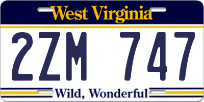 WV license plate 2ZM747