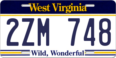 WV license plate 2ZM748