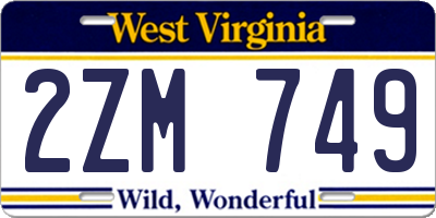 WV license plate 2ZM749