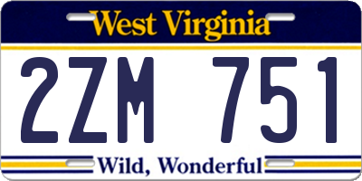 WV license plate 2ZM751