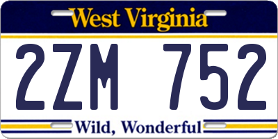 WV license plate 2ZM752