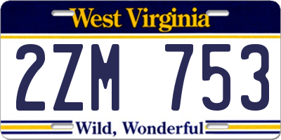 WV license plate 2ZM753