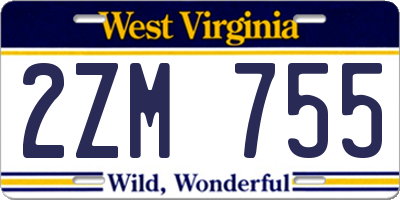WV license plate 2ZM755