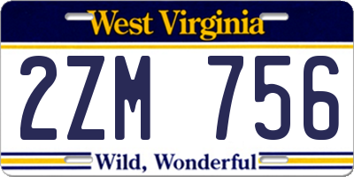 WV license plate 2ZM756