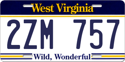 WV license plate 2ZM757