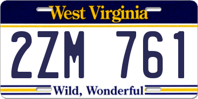 WV license plate 2ZM761