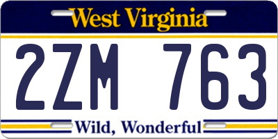 WV license plate 2ZM763