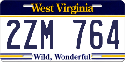 WV license plate 2ZM764