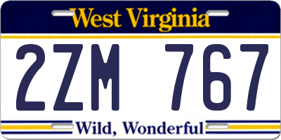 WV license plate 2ZM767