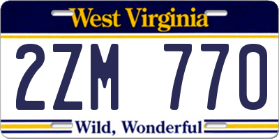WV license plate 2ZM770