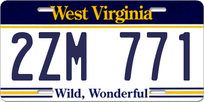 WV license plate 2ZM771