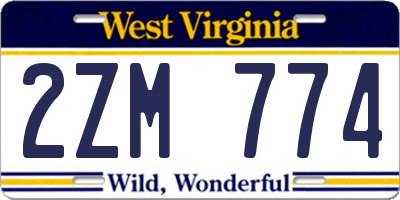 WV license plate 2ZM774
