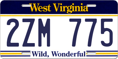 WV license plate 2ZM775