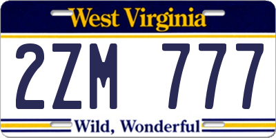 WV license plate 2ZM777