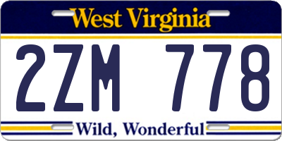 WV license plate 2ZM778