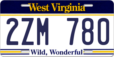 WV license plate 2ZM780