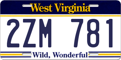 WV license plate 2ZM781