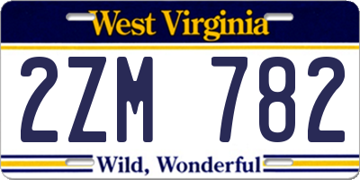 WV license plate 2ZM782