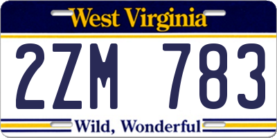 WV license plate 2ZM783