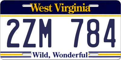 WV license plate 2ZM784