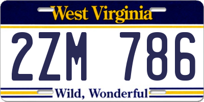 WV license plate 2ZM786