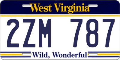WV license plate 2ZM787