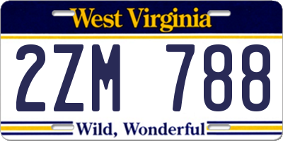 WV license plate 2ZM788