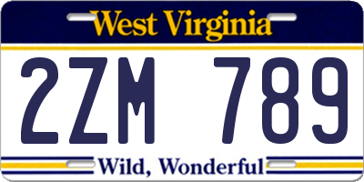 WV license plate 2ZM789