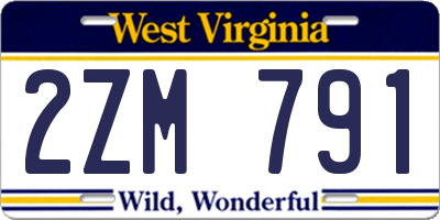 WV license plate 2ZM791