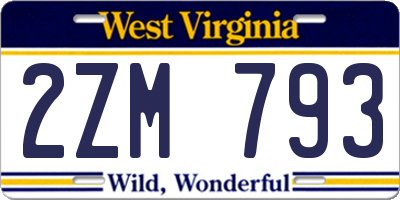 WV license plate 2ZM793