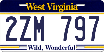 WV license plate 2ZM797