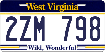 WV license plate 2ZM798
