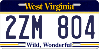 WV license plate 2ZM804